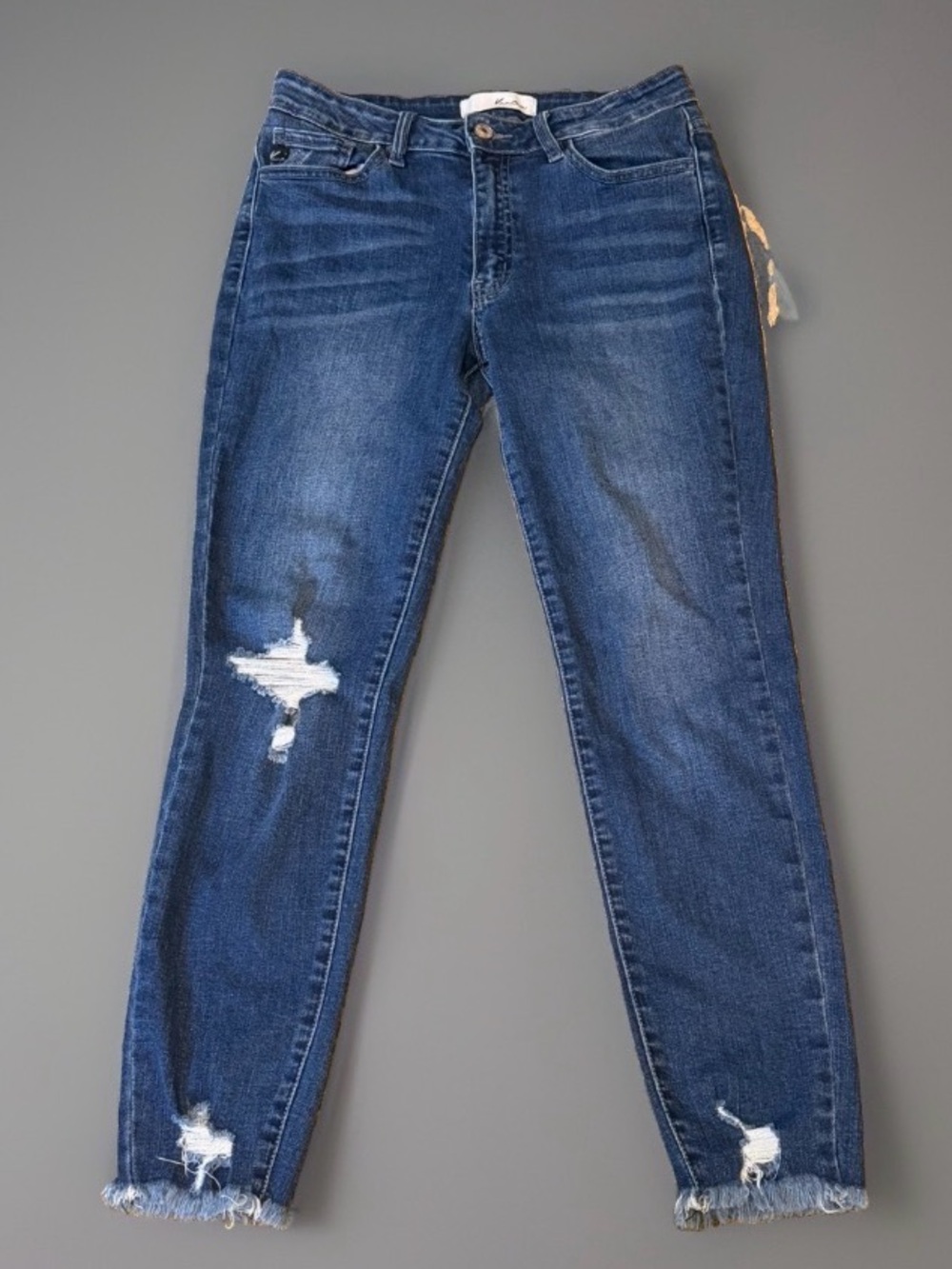 KanCan Distressed Skinny Ankle Jeans Raw Hem Medium Wash Women’s
